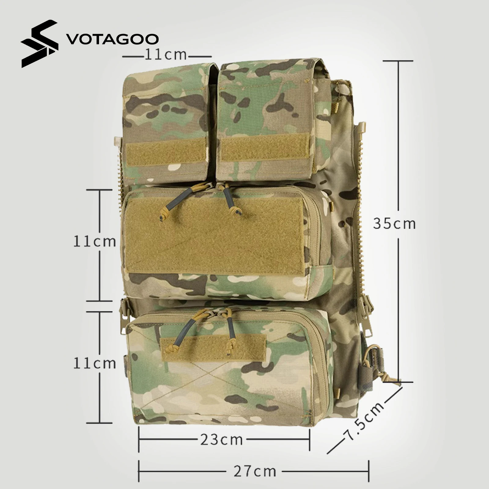 VOTAGOO pouch táctico con cremallera para panel JPC compatible MOLLE - imagen 2