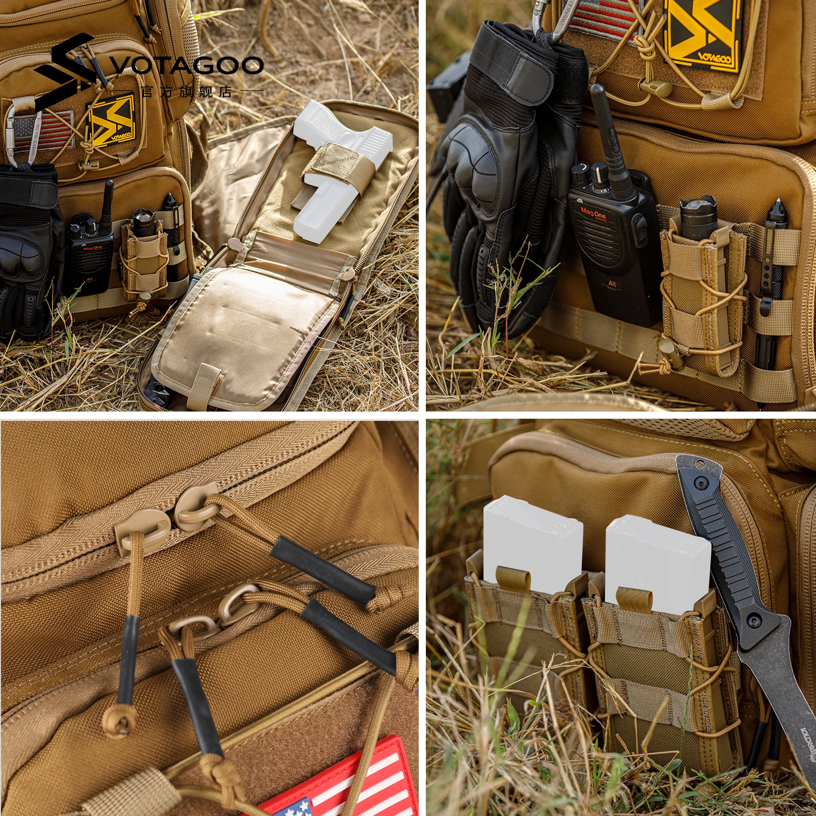 VOTAGOO Mochila táctica negra V2 para caza aire libre - imagen 5