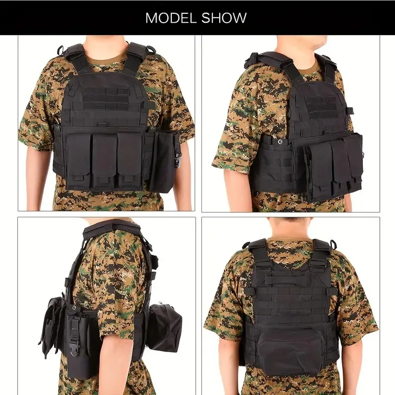 Chaleco táctico militar 6094 Molle con placa y accesorios Airsoft - imagen 3