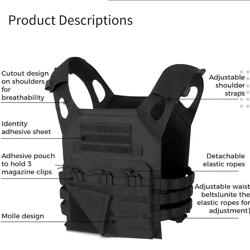 Chaleco táctico MOLLE portaplacas para airsoft exterior - imagen 3