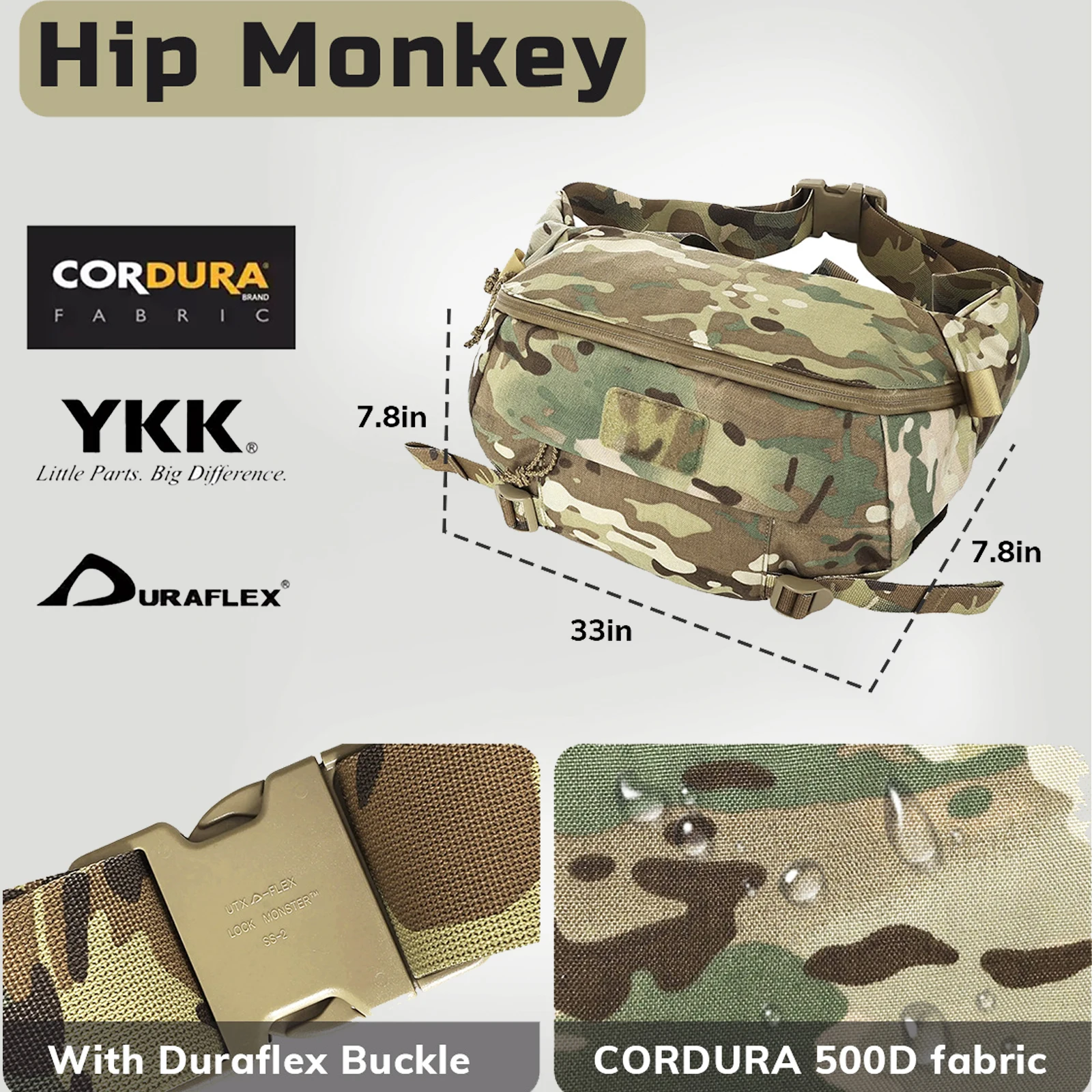 VOTAGOO Riñonera táctica Cordura impermeable bandolera - imagen 3