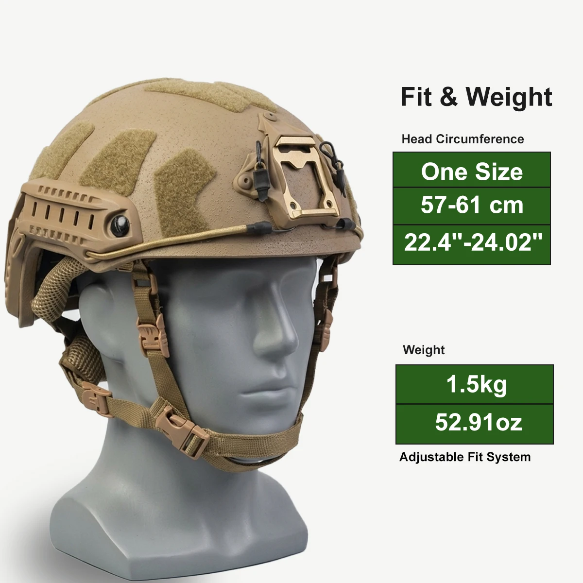 Casco táctico FAST con rieles laterales y panel velcro – Airsoft - imagen 3