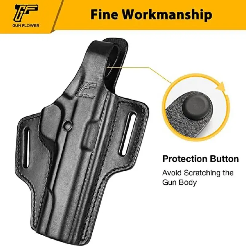 Colt 1911 funda táctica OWB cuero grano completo diestra pulgar