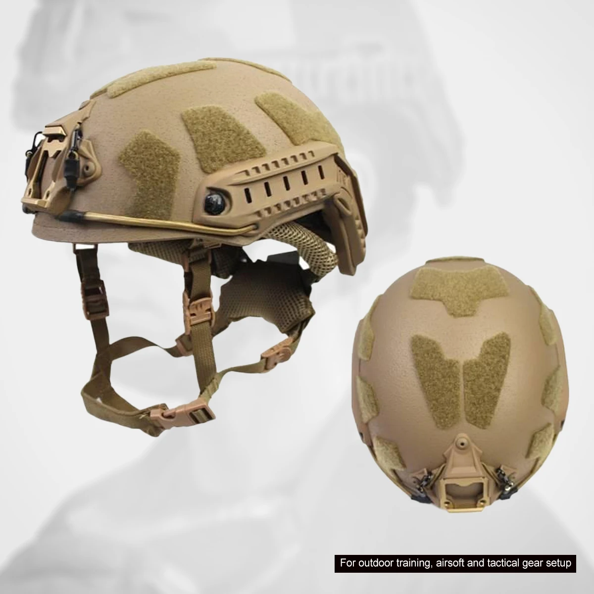Casco FAST de fibra de vidrio táctico con rieles laterales y Velcro - imagen 5