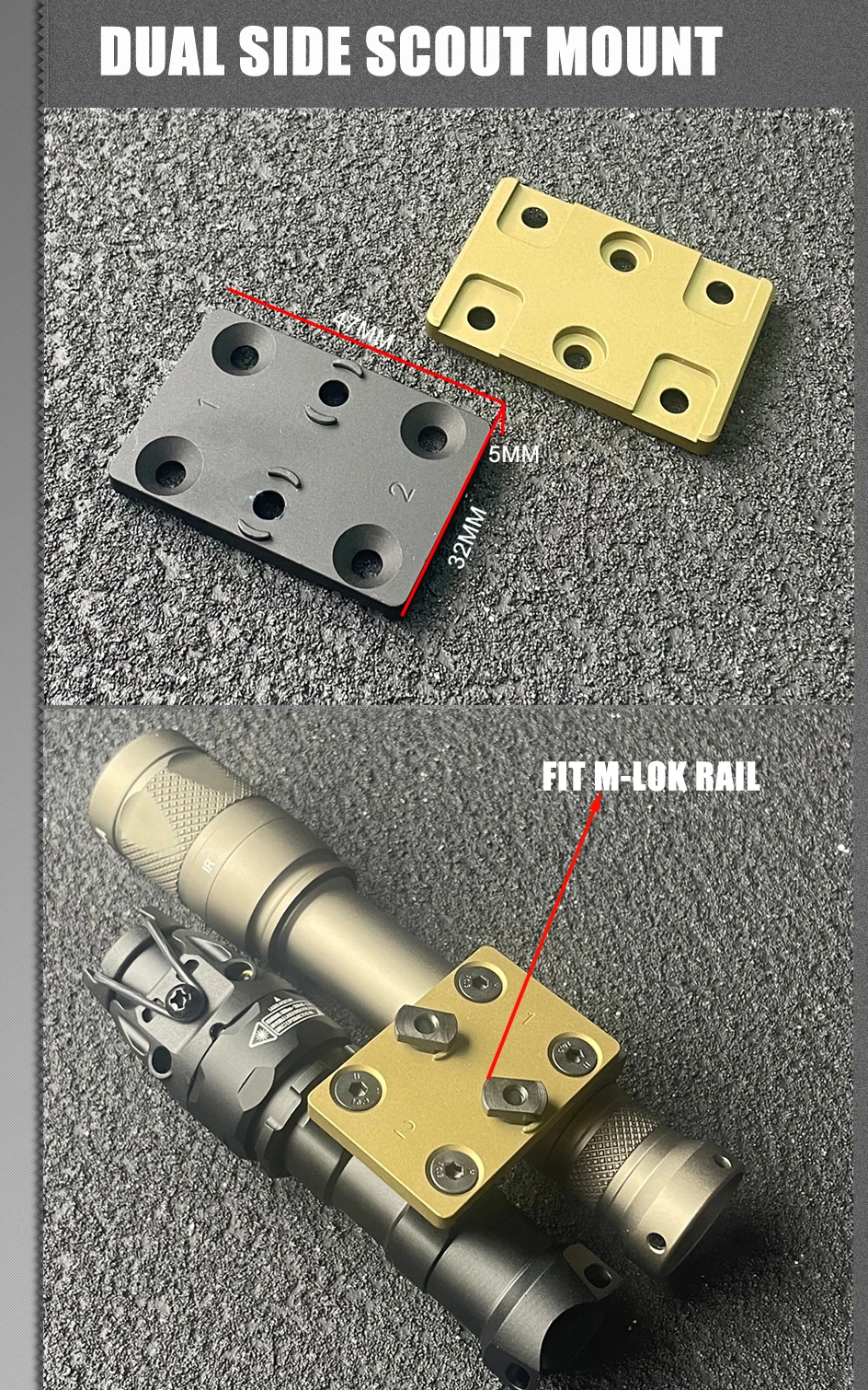 Montaje M-LOK de doble cara para luces de explorador
