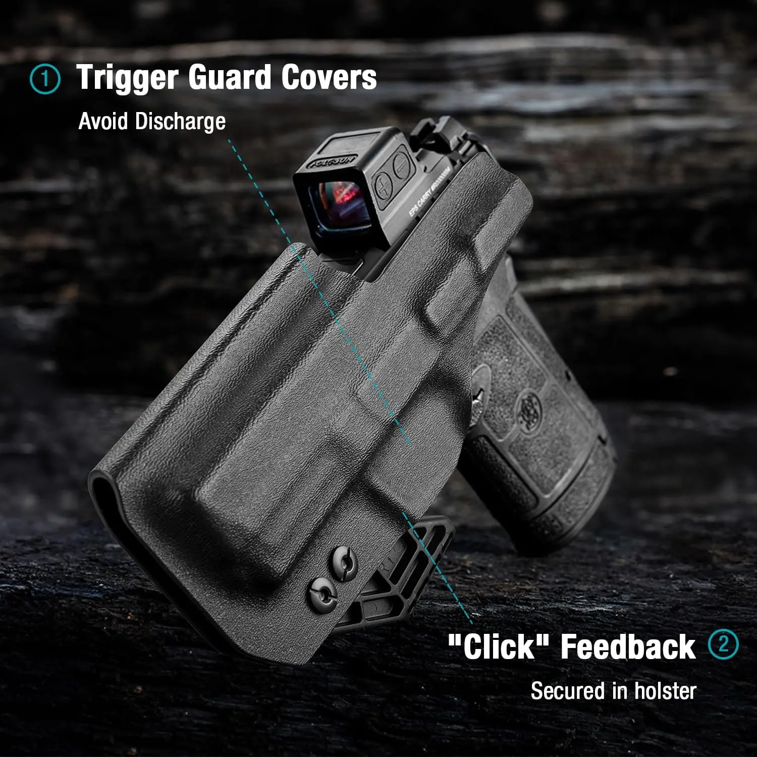 Funda IWB Kydex S&W M&P 380 – Oculta con claw y corte óptico - imagen 3