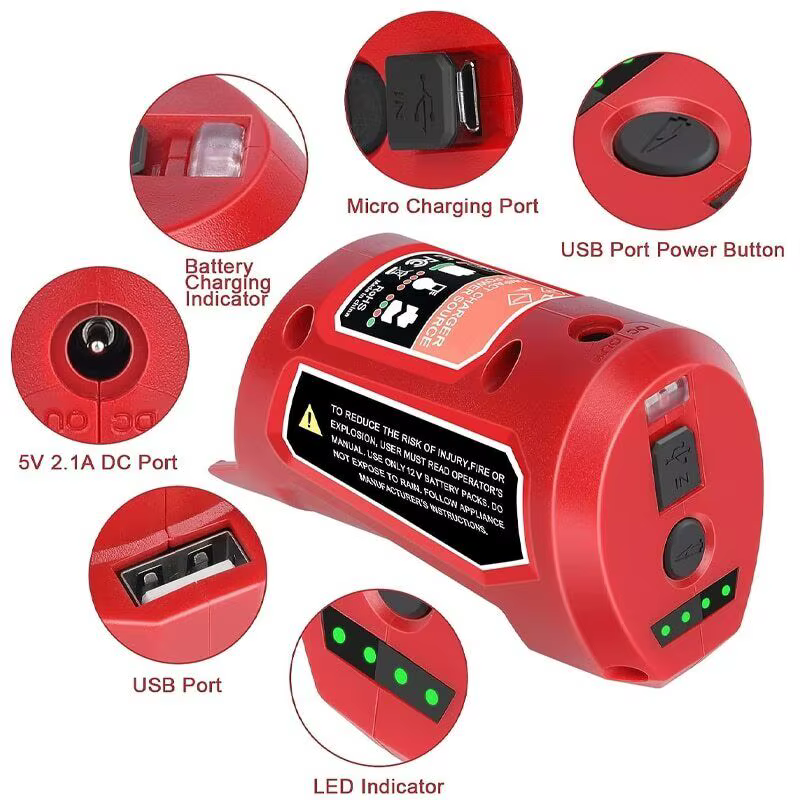 Milwaukee M12 USB Cargador 12V – Banco de energía para móvil - imagen 4