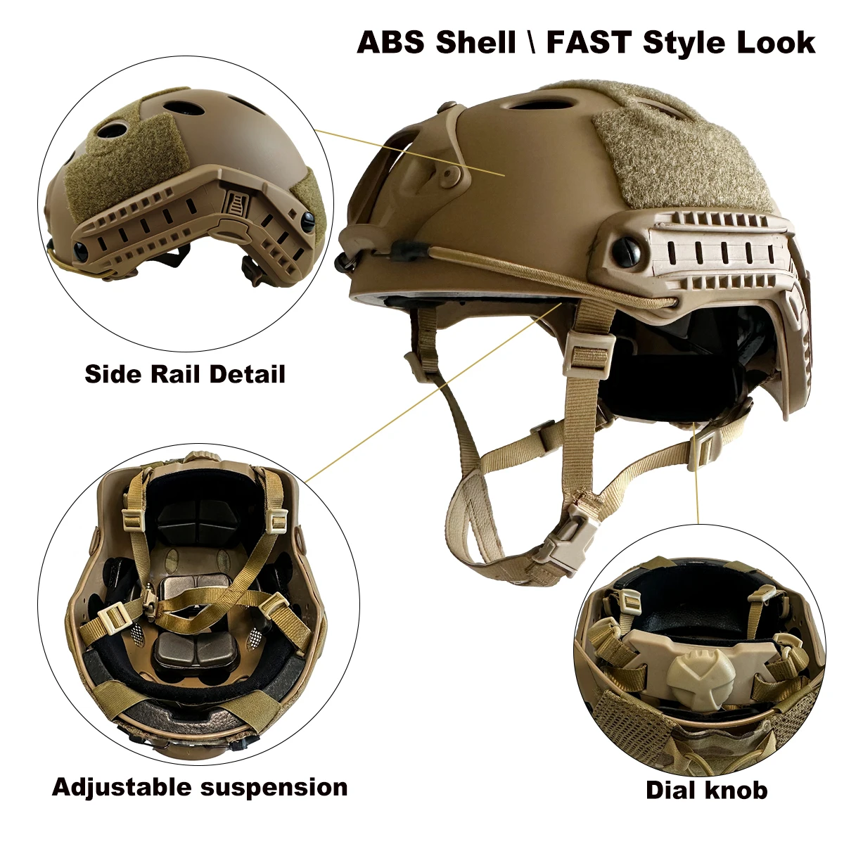 Casco táctico FAST de ABS con funda, Airsoft y paintball - imagen 4