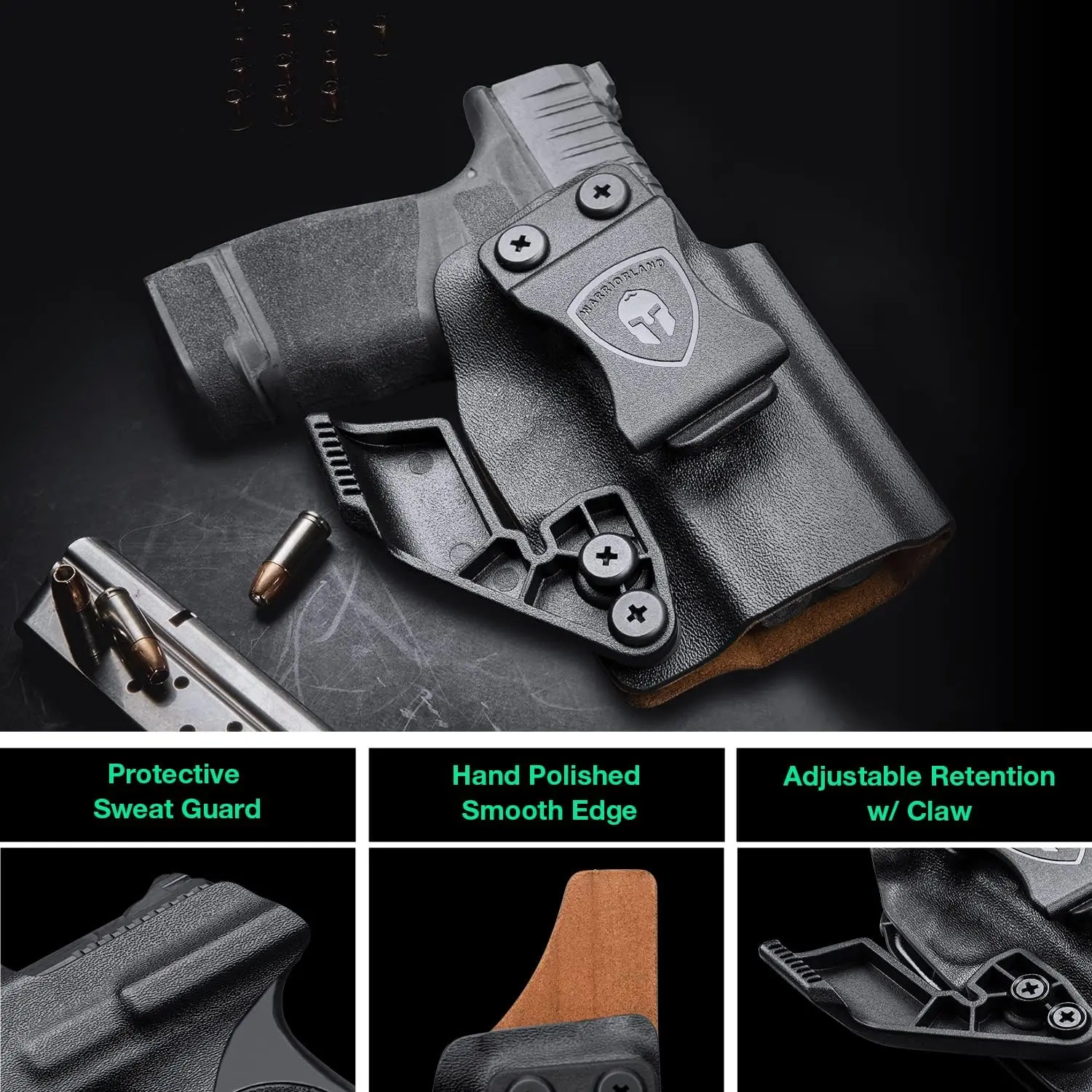Funda Kydex IWB Hellcat con interior de cuero y mira punto rojo - imagen 3