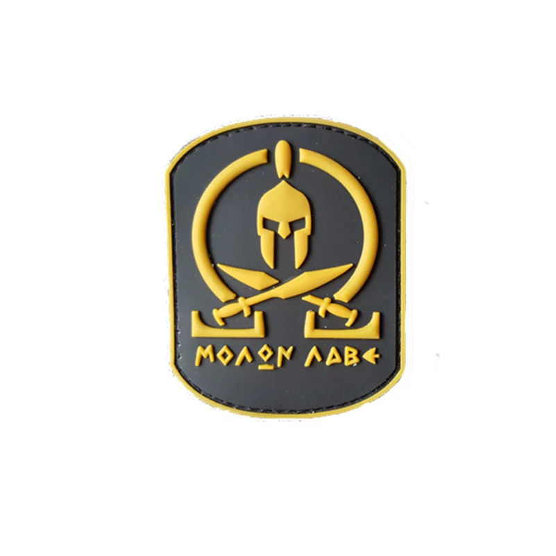 Parche táctico PVC MOLON LABE ESPARTANO resistente con espadas