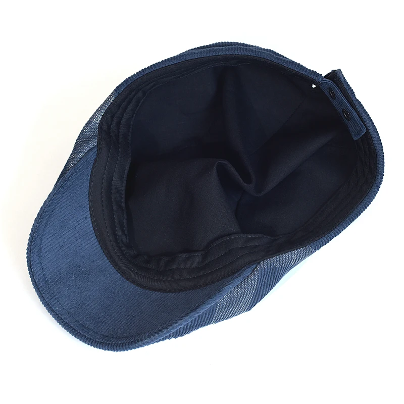 Gorra plana cuadros Gatsby de pana vintage, boina retro invierno - imagen 5