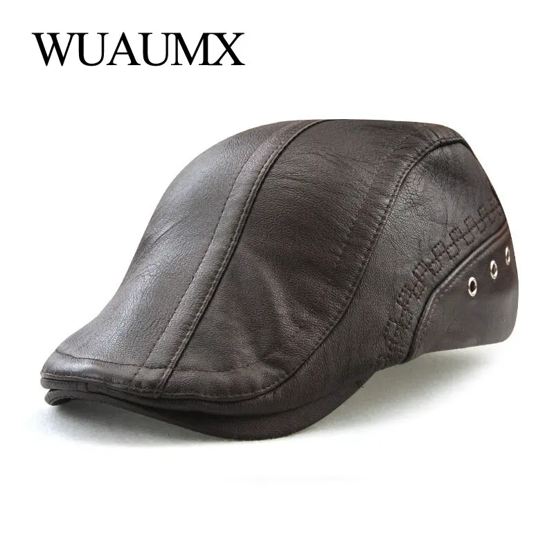 Boina táctica de cuero PU para hombre con visera pico pato - imagen 3