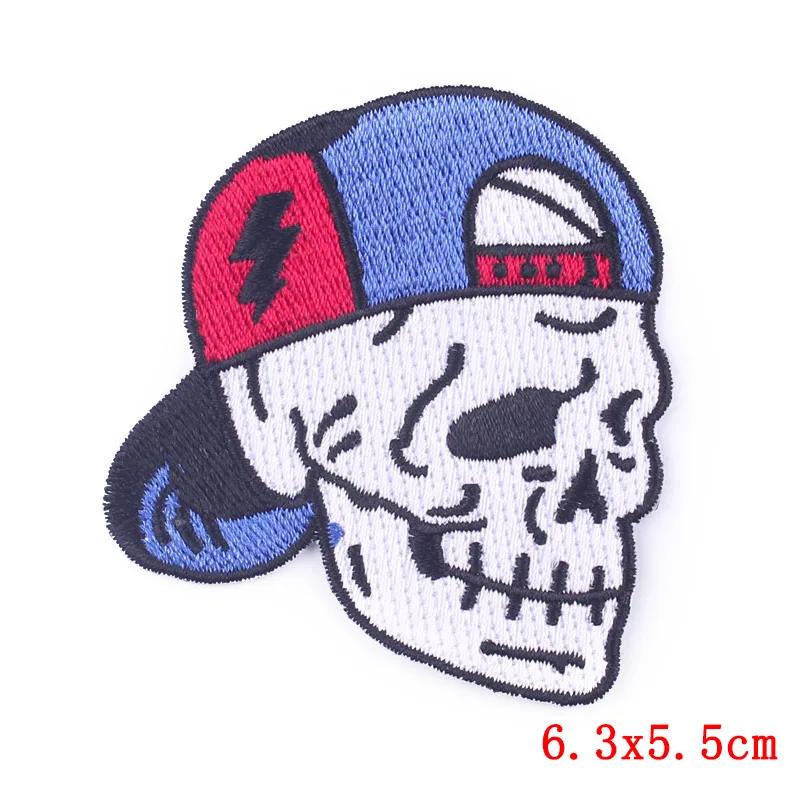 Parches bordados de calavera Hippie para planchar