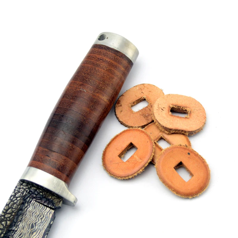 Kabar Anillos de cuero vaca y básculas para cuchillo recto DIY - imagen 5