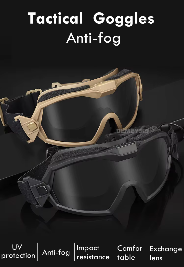 Gafas tácticas CS Airsoft con dos lentes y ventilador integrado