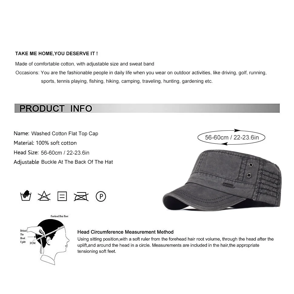 Gorra militar vintage negra con diseño ajustable