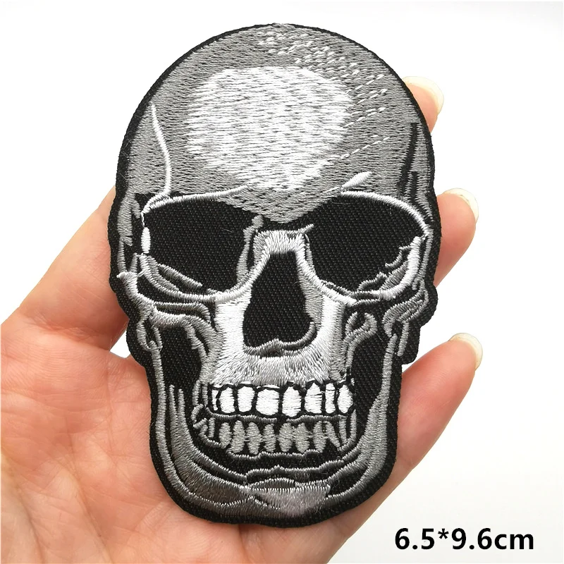 Parches bordados calavera - ropa DIY estilo Hippie Rock para chaquetas