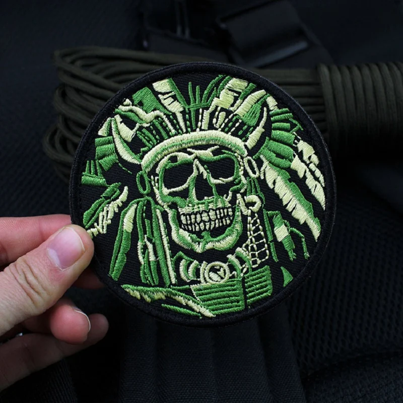 Parche militar Death Skull War Chief – Insignia táctica USA chaqueta - imagen 3