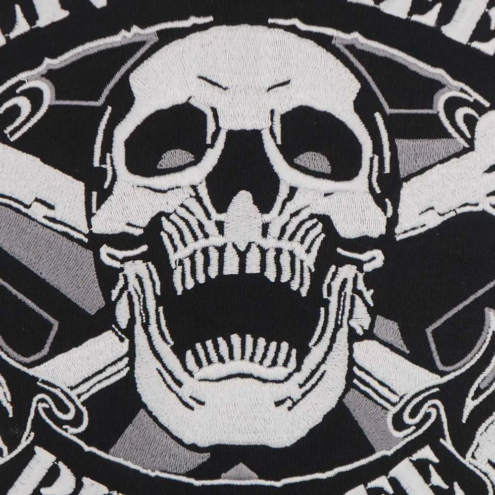 Parche bordado calavera grande para chaqueta trasera motociclista - imagen 2