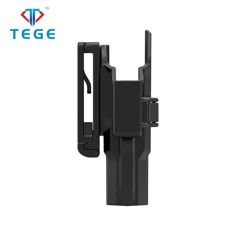 Vista frontal de la funda Glock OWB mostrando el diseño de polímero negro