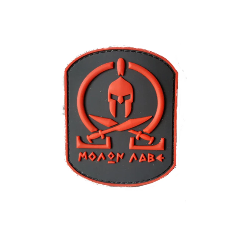 Parche táctico PVC MOLON LABE ESPARTANO resistente con espadas - imagen 2
