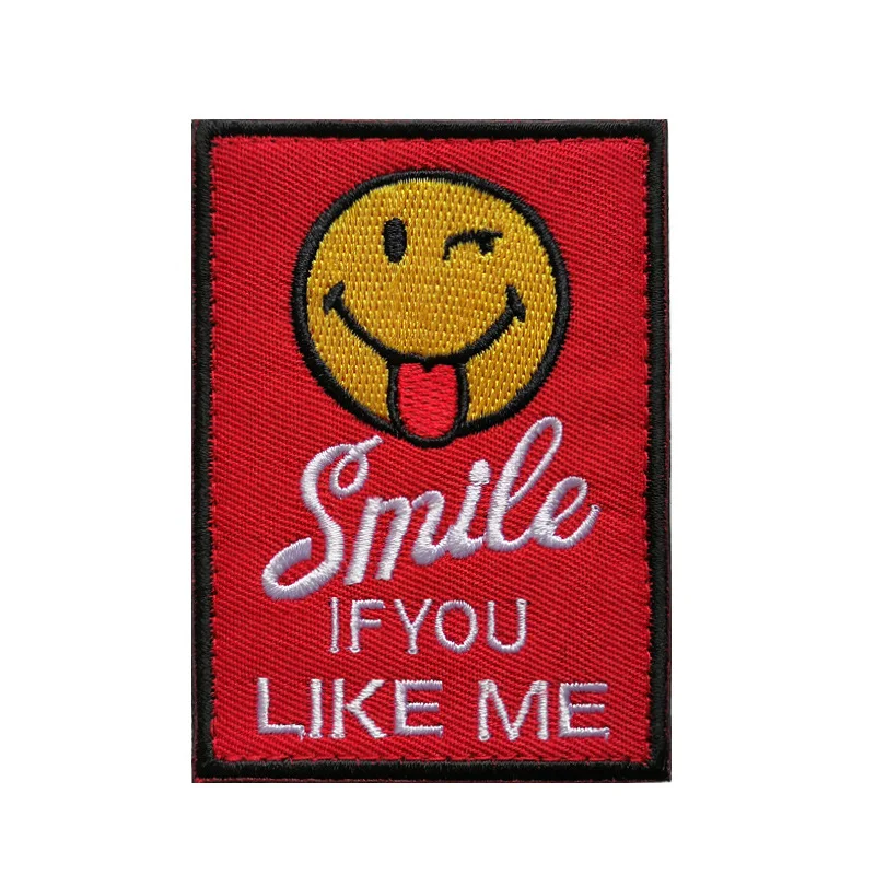 Rock Me Parche táctico cara sonriente bordado 3D para mochila