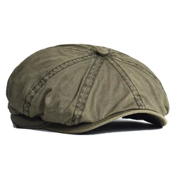 Gorra octogonal táctica de algodón lavada vintage con visera