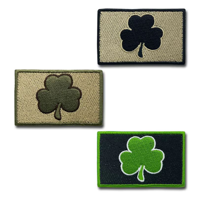 Parche bordado trébol suerte shamrock hook loop – táctico - imagen 3