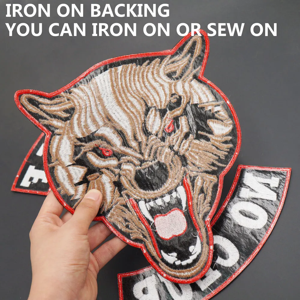 Parche bordado Lone Wolf – Hierro motorista punk - imagen 5