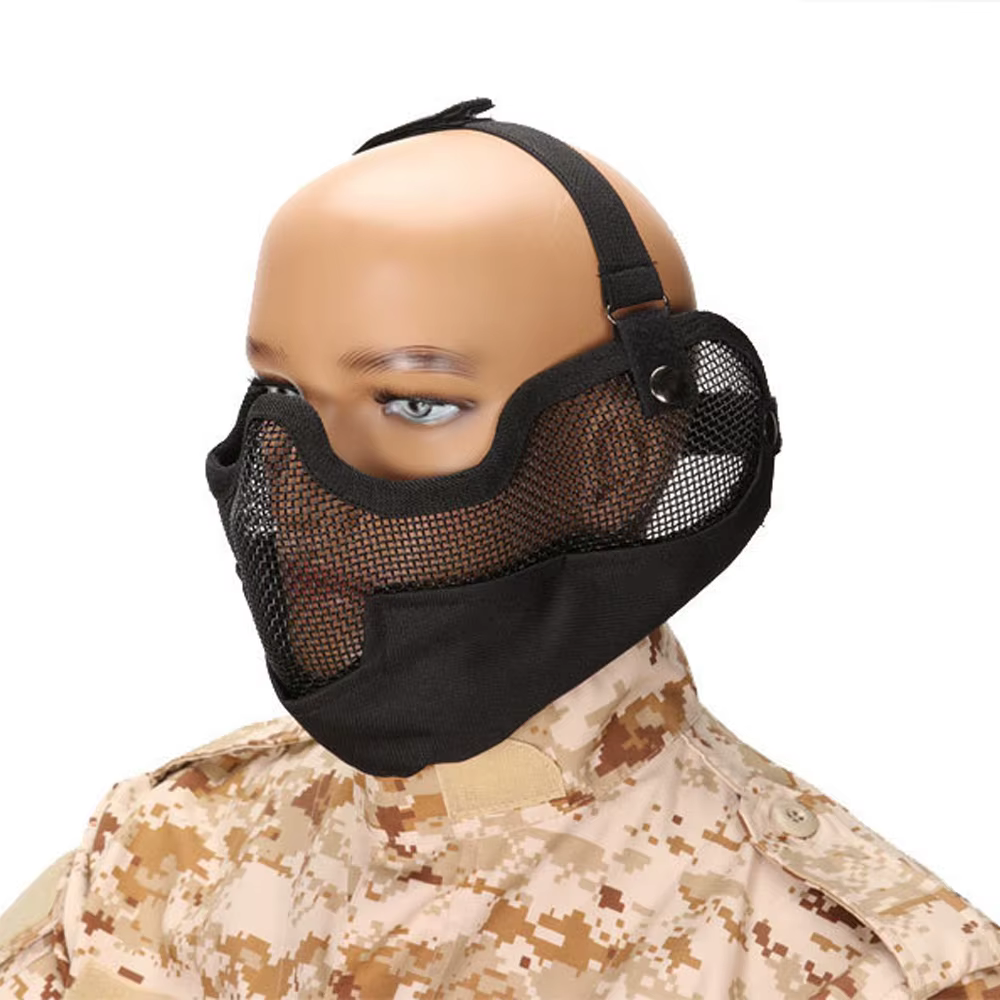Mascarilla táctica tipo Stalker malla metálica negra Airsoft - imagen 4