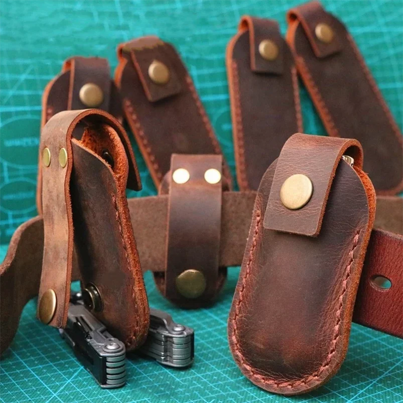 Cuchillo de bolsillo plegable táctico cuero Crazy Horse con alicates - imagen 3