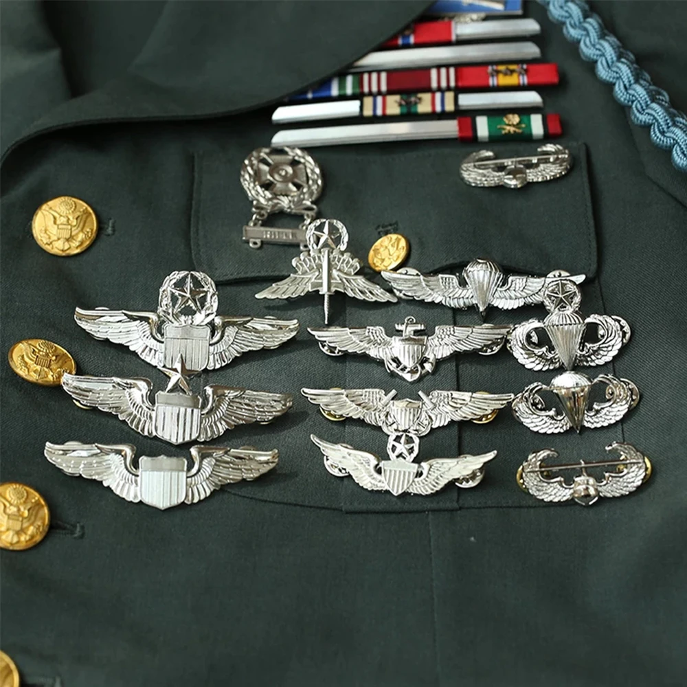 Insignia de aviador maestro con alas de metal, Ejército EE. UU. WWII - imagen 4