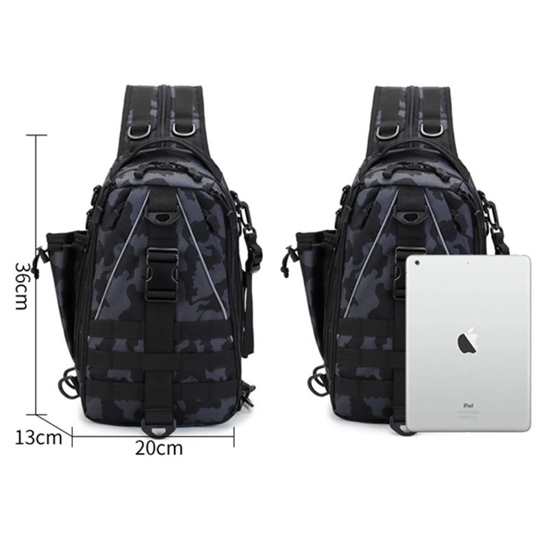 Mochila táctica de nailon bandolera para pesca y exteriores