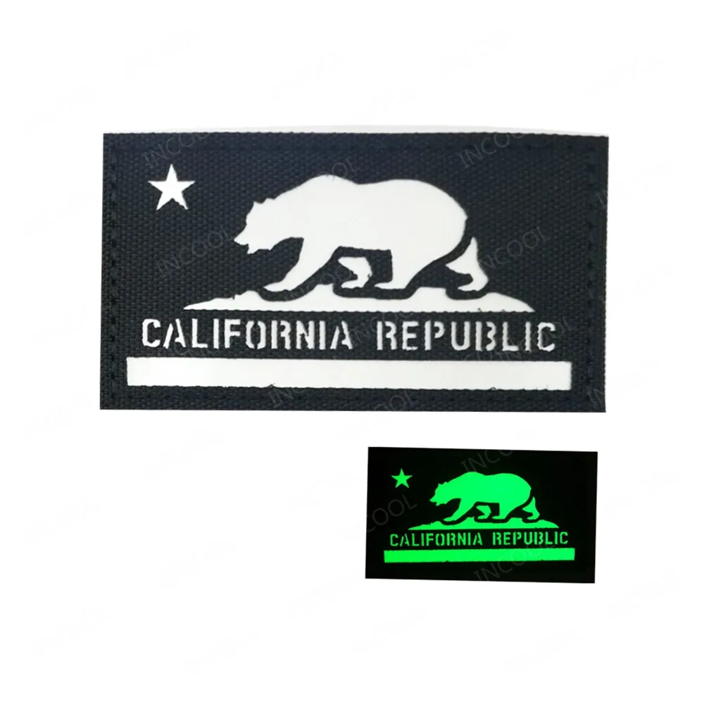 Parche táctico reflectante California – bordado que brilla en la oscuridad - imagen 3