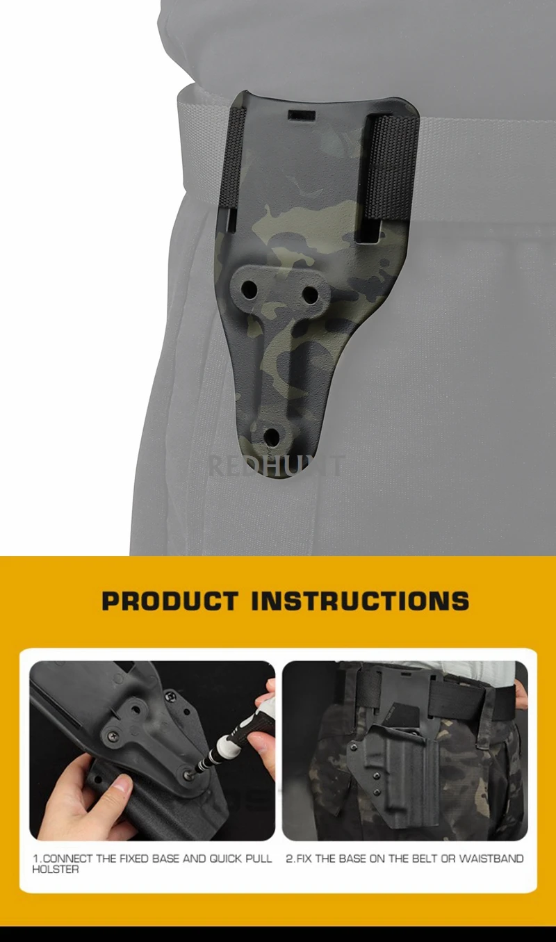 Base adaptadora MOLLE corta para funda táctica de pistola - imagen 5