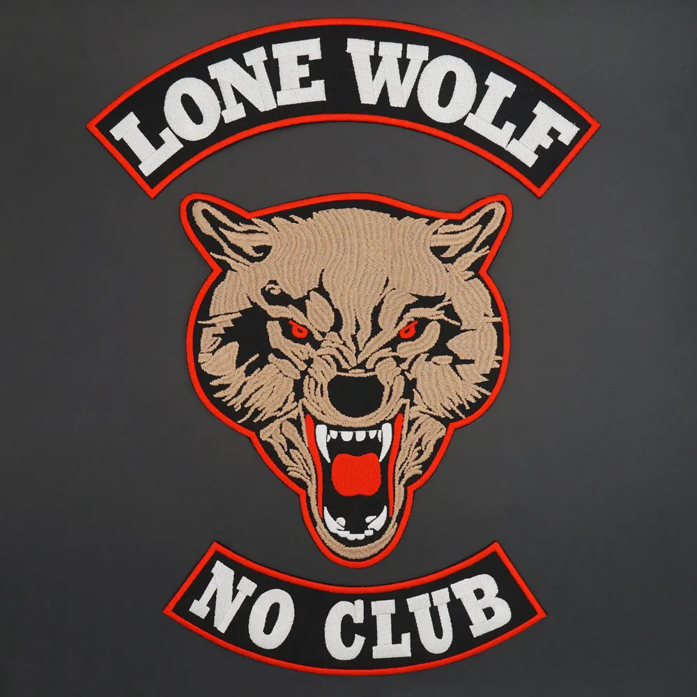 Parche bordado Lone Wolf – Hierro motorista punk