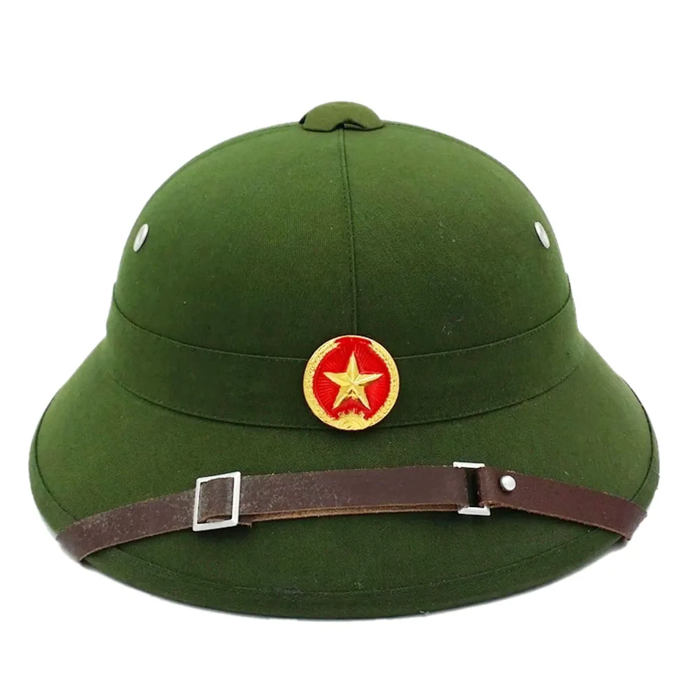 Gorra militar Vietnam VC Pith verde con estrella roja - imagen 2