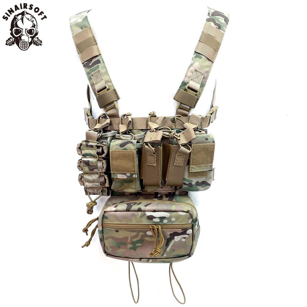 Chaleco táctico MOLLE chest rig multibolsillo para paintball y caza