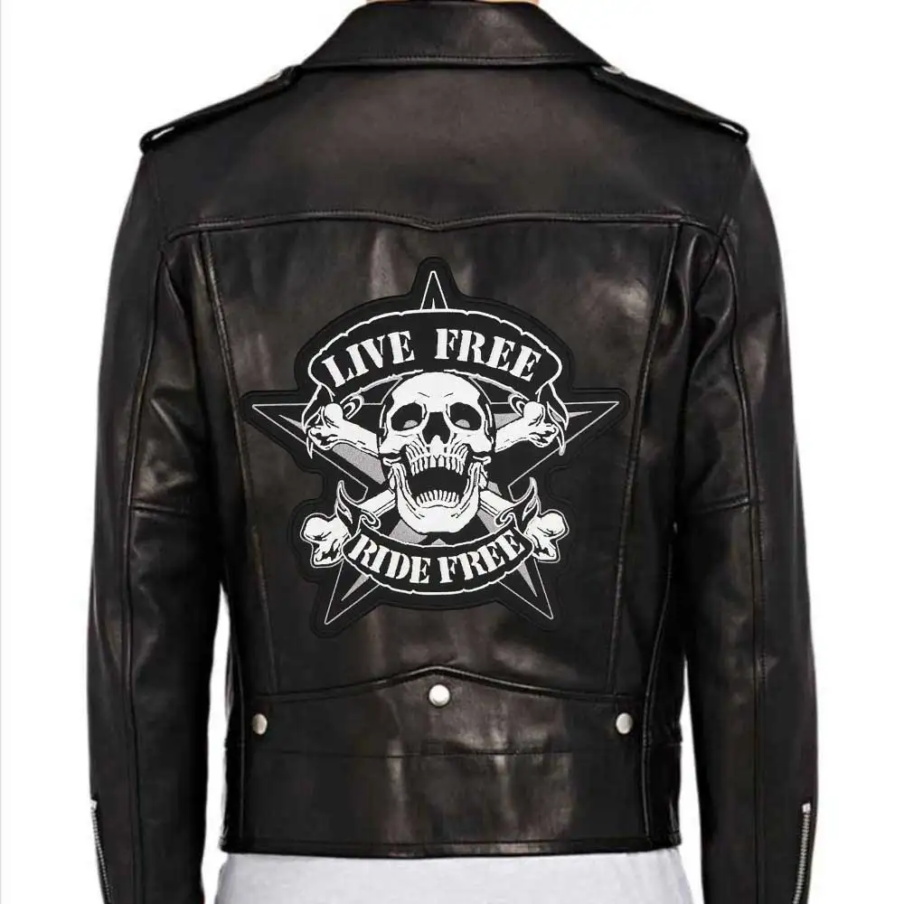 Parche bordado calavera grande para chaqueta trasera motociclista - imagen 5