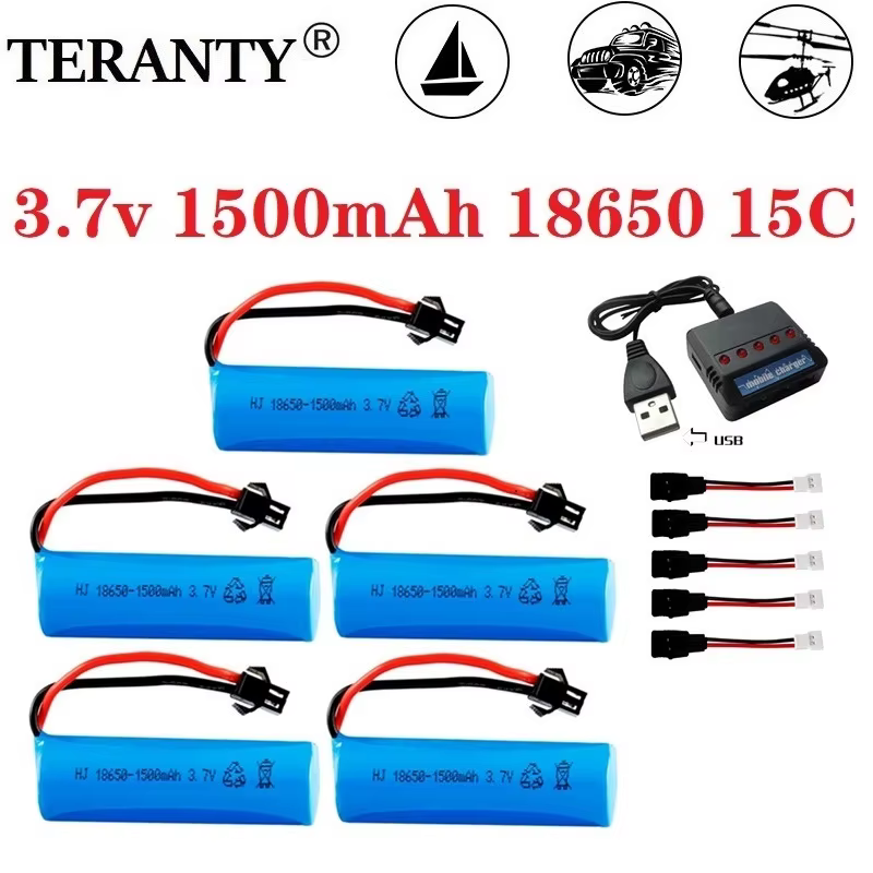 Batería 18650 Li-ion 1500mAh recargable 3,7V para linterna o radio táctica