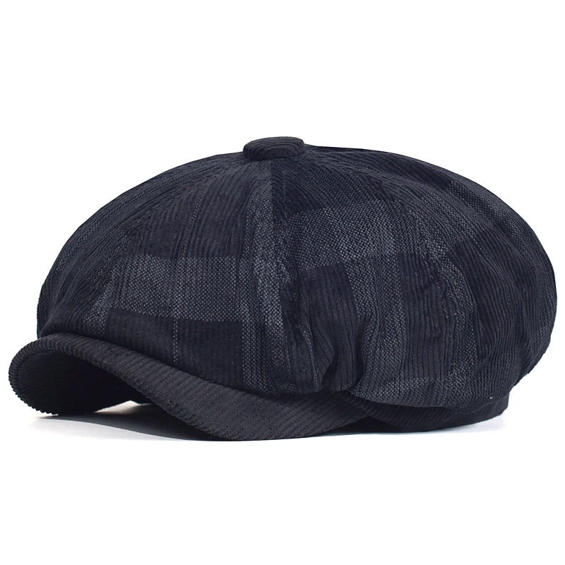 Sombrero newsboy boina de pana a cuadros gruesos otoño/invierno - imagen 4