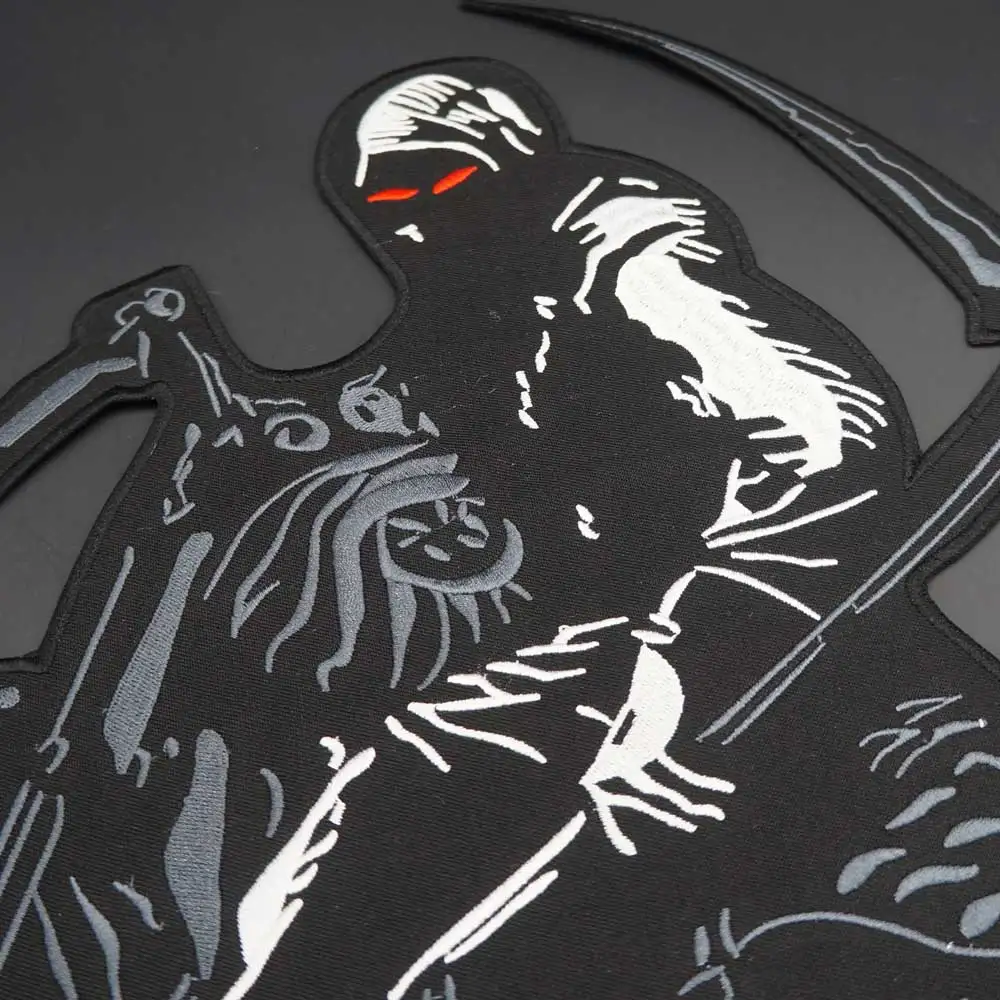 Parche bordado hoz de muerte estilo biker punk grande - imagen 5