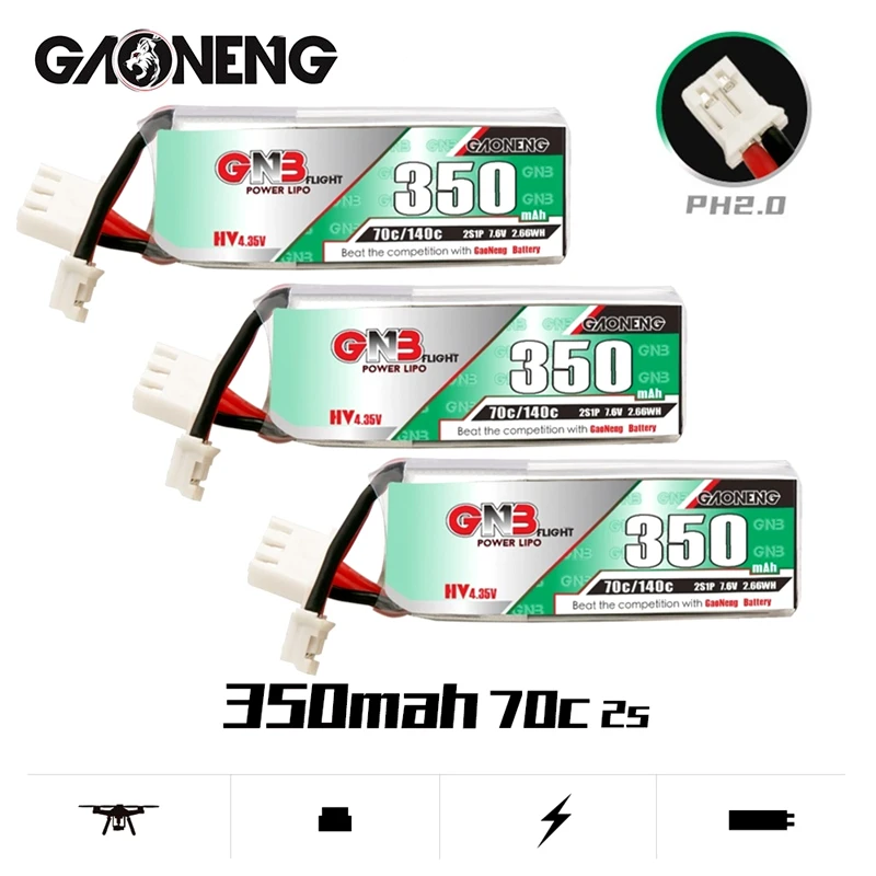 Gaoneng GNB 2S LiPo bateria 350mAh 70C HV PH2.0 para Tinyhawk S - imagen 3