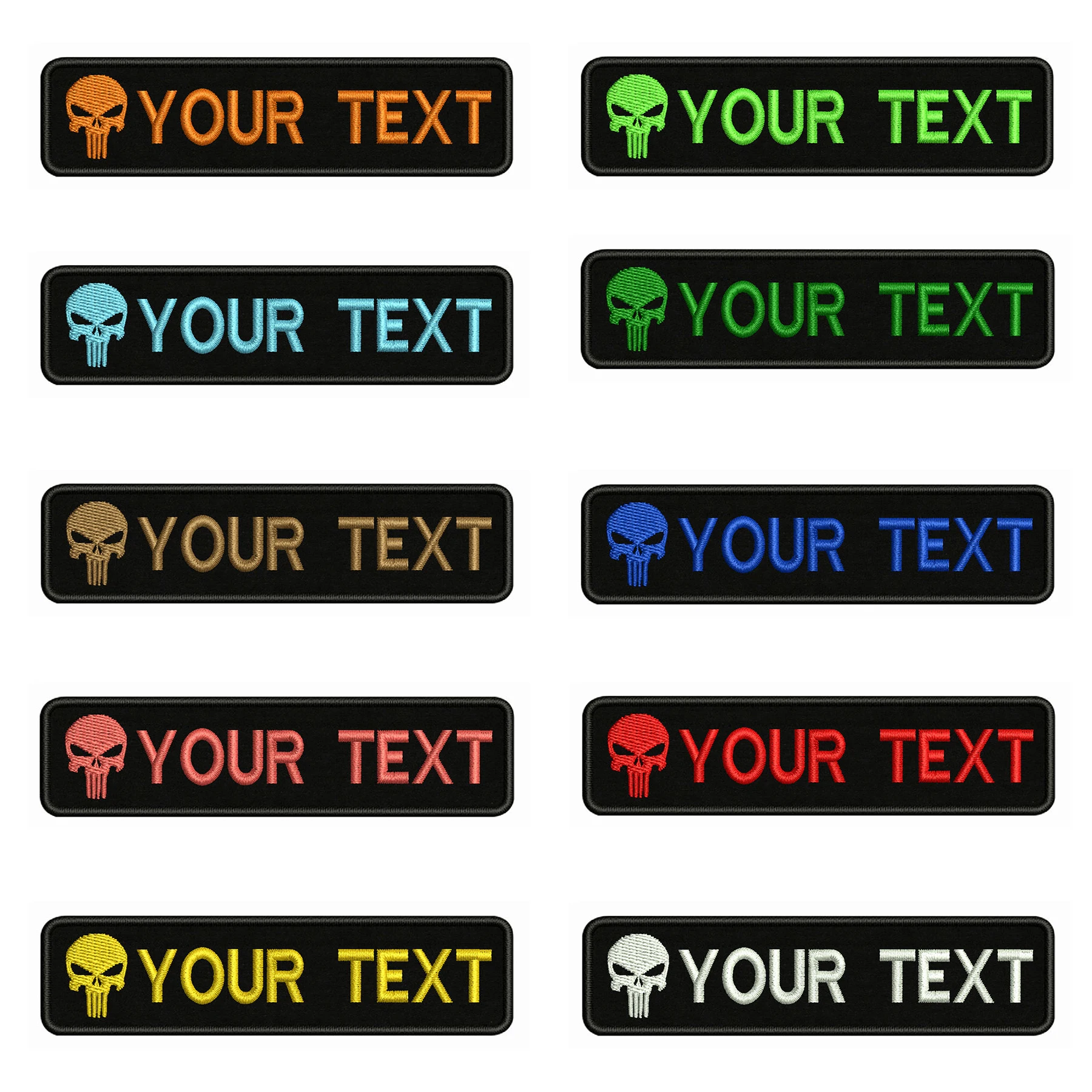 Parche personalizado con logotipo de calavera y detalles de rayas