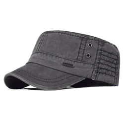 Gorra táctica militar algodón lavado negra vintage ajustable