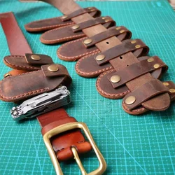 Cuchillo de bolsillo plegable táctico cuero Crazy Horse con alicates