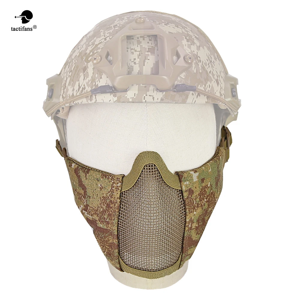 Casco táctico de acero con malla y máscara media cara Airsoft