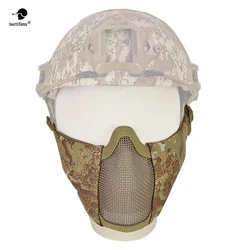 Casco táctico de acero con malla y máscara media cara Airsoft