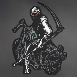 Parche bordado hoz de muerte estilo biker punk grande