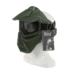 Máscara táctica cara completa paintball malla acero transpirable